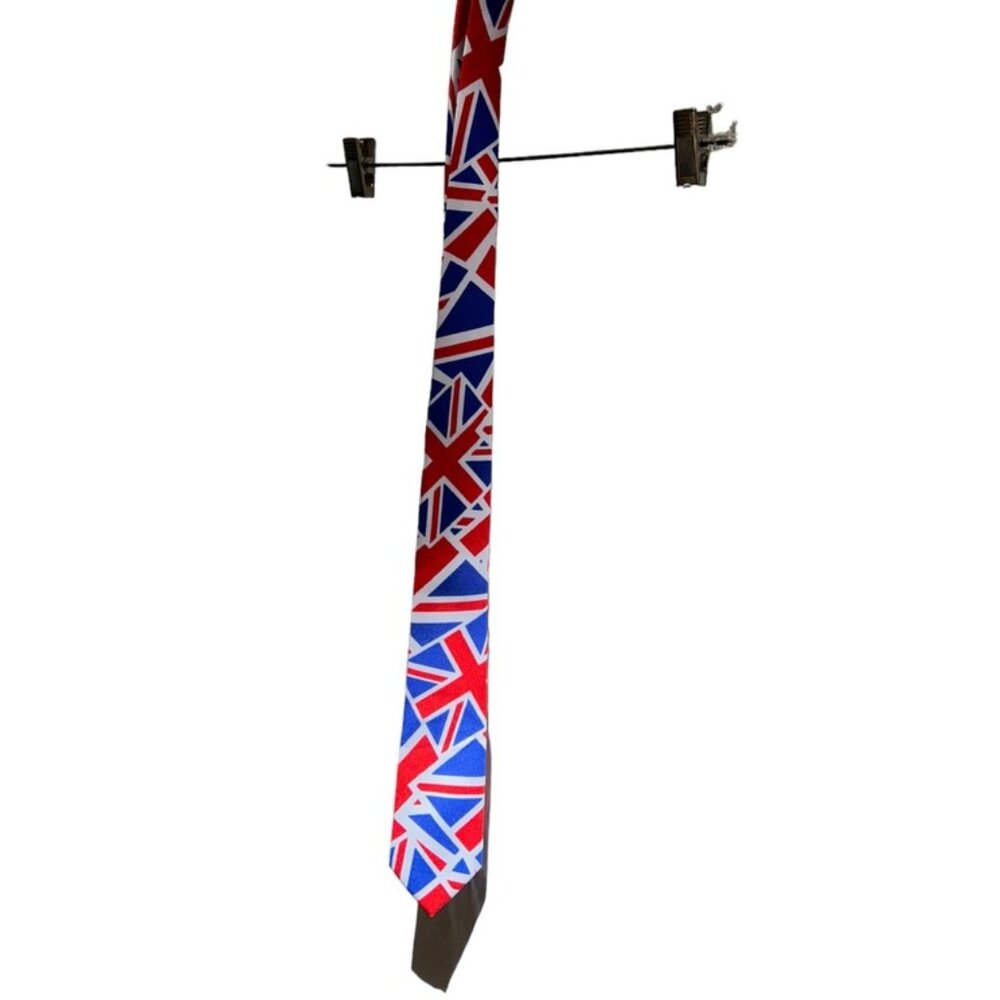 opposuits British Flag Red white blue mens Union Jack print tie NEW